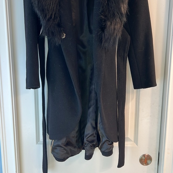 Calvin Klein Belted Faux Fur Collar Wool Coat - 8 - Picture 7 of 9